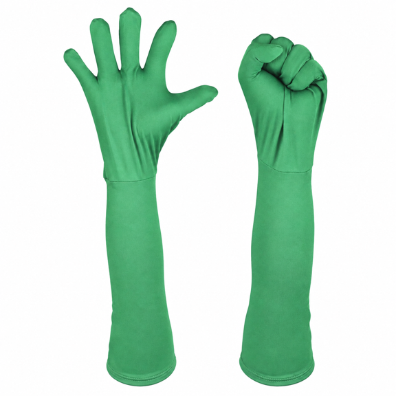 Premium Green Chromakey Gloves for Studio Photography Video Invisible Effects Background Editing Highly Elastic Breathable (20.00 inches / 50.8 cm)