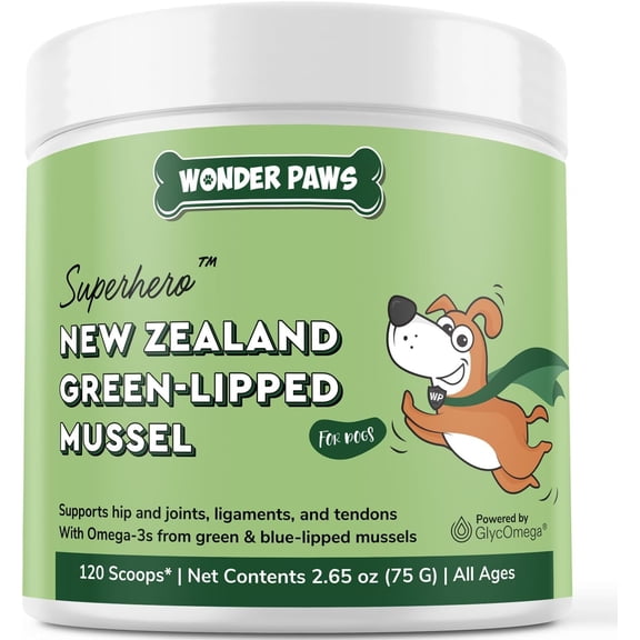 Premium New Zealand Green Lipped Mussel Powder with Blue Lipped Mussels for Dogs  Hip and Joint Flexibility, Mobility, Strength, Tendons and Muscles