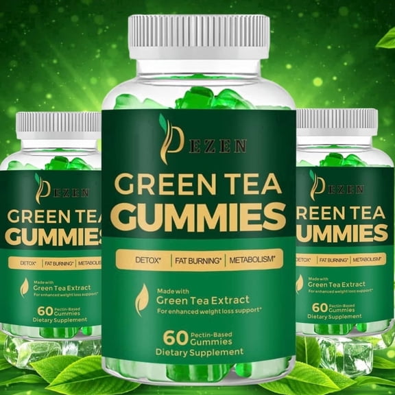 Premium Green Tea Metabolism Gummies for Weight Management Fat Burner Gummies for Men & Women, Pack 3