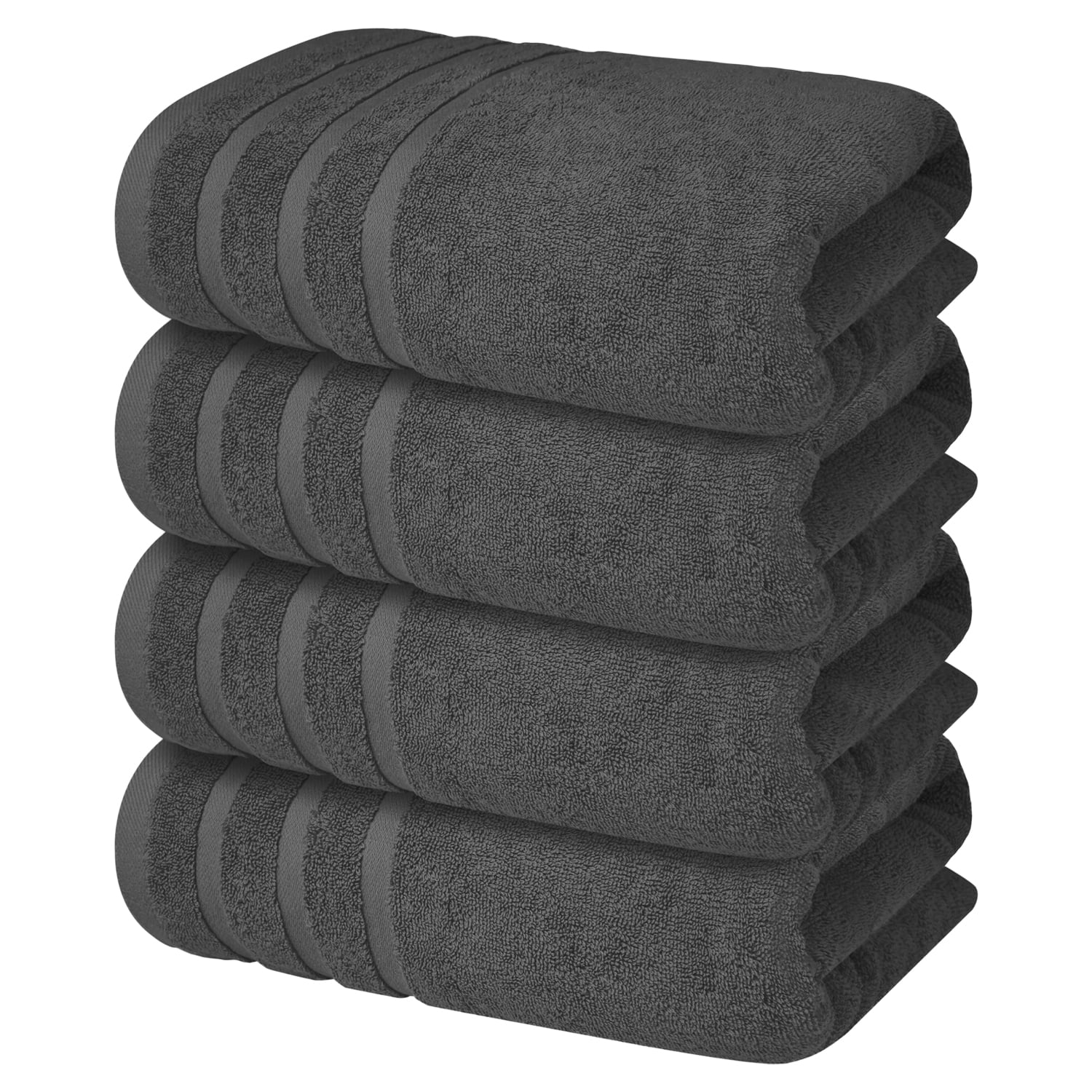 Premium Grey Bath Towels (4 Pack 27x54inches) 100 Cotton Towels, Hotel and Spa Quality by