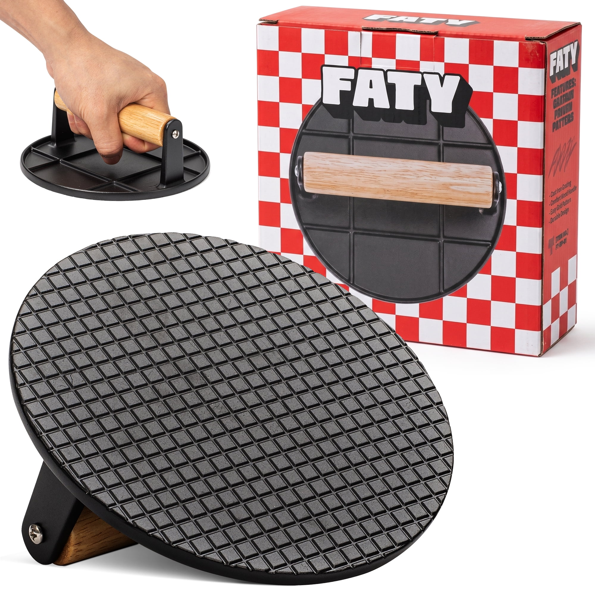 JEEXI Premium Grill Press with Wooden Handle – Ultimate Burger, Bacon, and Meat Smasher for BBQ, Griddle, and Skillet – Non-Stick, Heat Retaining, and Ergonomic Presser Design by JEEXI Kitchen