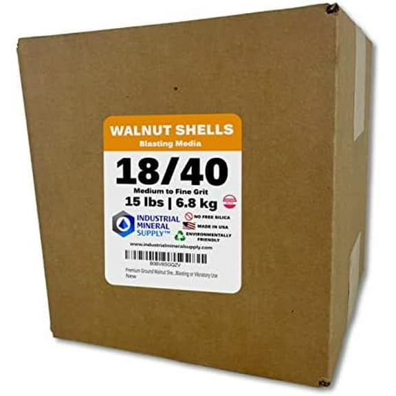 Premium Ground Walnut Shells Grit Size 18/40-15 lbs/6.8 kg - Medium to Fine Grit Walnut Shells for Tumbling, Blasting or Vibratory Use$$Tools & Hardware Other