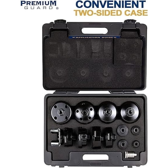 Premium Guard 14-Piece Cartridge Oil Filter Wrench Cap Set with Exclusive 25 Nm Preset Torque Bit for SAE and Metric – 3/8 inch Drive