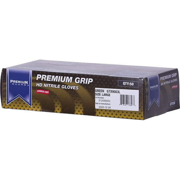 Premium Guard - Disposable Diamond Textured Gloves, Powder Free, 100 Gloves Per Box, Size - Large (Blue)