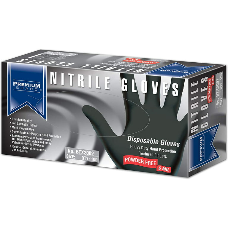 GLOVEWORKS Black Nitrile Industrial Gloves, 5 Mil, Powder Free, Disposable  Large (Pack of 100) Box of 100