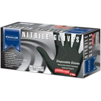 Premium Guard - Nitrile Gloves - Disposable, Powder Free, Latex Rubber Free, 6 mil, Black Nitrile Gloves, 100 Gloves Per Box, Size - Medium