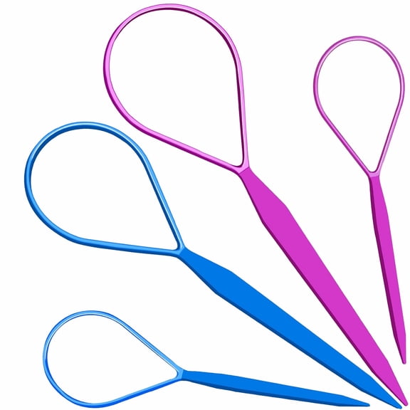 Premium Hair Loop Styling Tool Set for Women and  - 4 Pieces in Purple/Blue