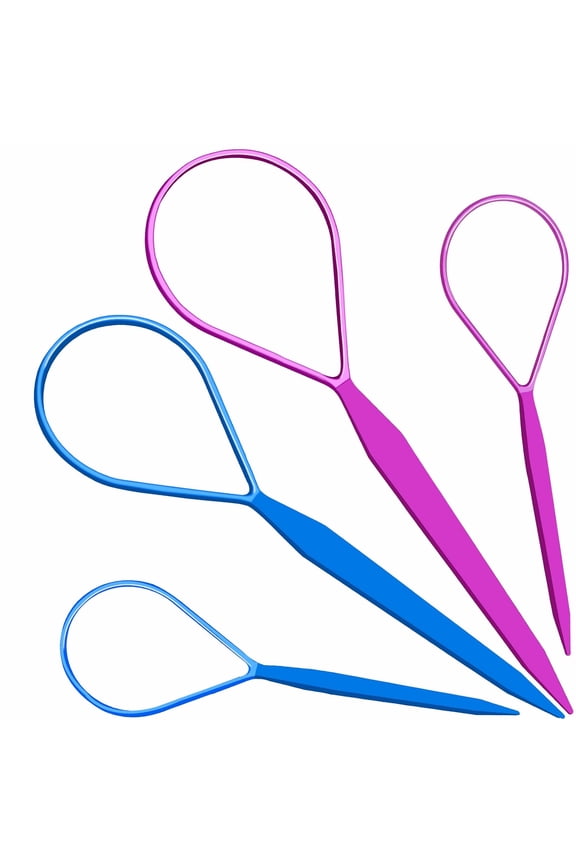 Premium Hair Loop Styling Tool Set for Women and  - 4 Pieces in Purple/Blue