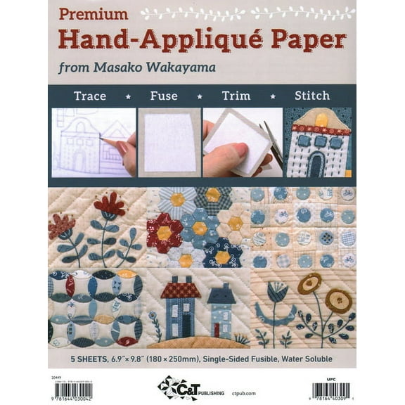 Premium Hand-Appliqu Paper from Masako Wakayama : Trace, Fuse, Trim, Stitch; Single-sided Fusible, Water Soluble (General merchandise)