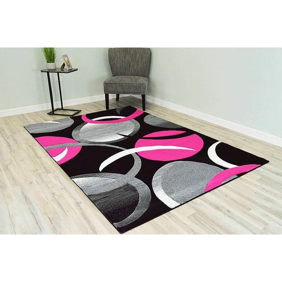 Premium Hand Carved Abstract Modern Rug Contemporary Colorful Thick Carpet Design 1062 (2'2"x7'3" Runner,Pink)