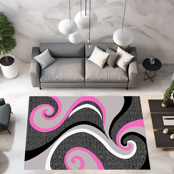 Premium Hand Carved Abstract Modern Rug Contemporary Colorful Thick Carpet Design 327 (2'2"x7'3" Runner,Pink)