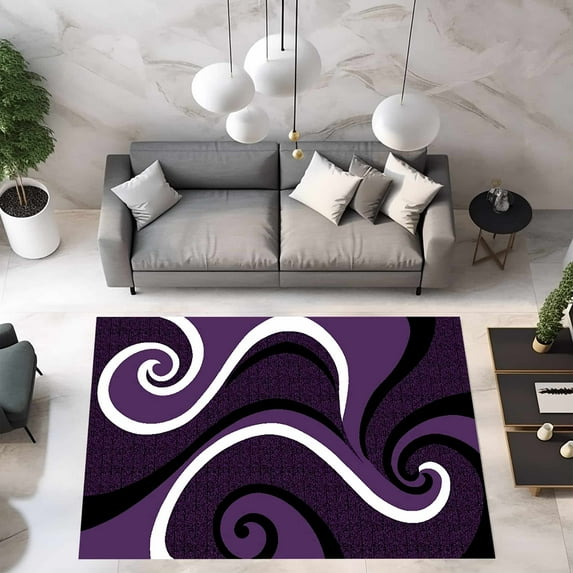 Premium Hand Carved Abstract Modern Rug Contemporary Colorful Thick Carpet Design 327 (2'2"x7'3" Runner,Purple)