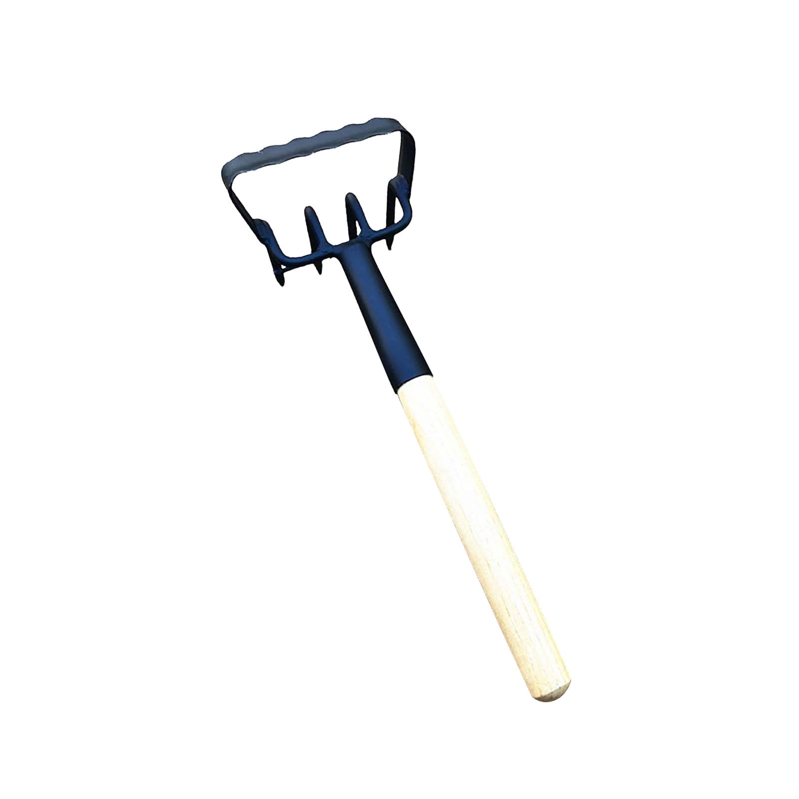 Premium Hand Garden Rake with Ergonomic Wooden Handle, Heavy-Duty Carbon Steel for Weeding, Loosening Soil, Transplanting & Gardening Tasks