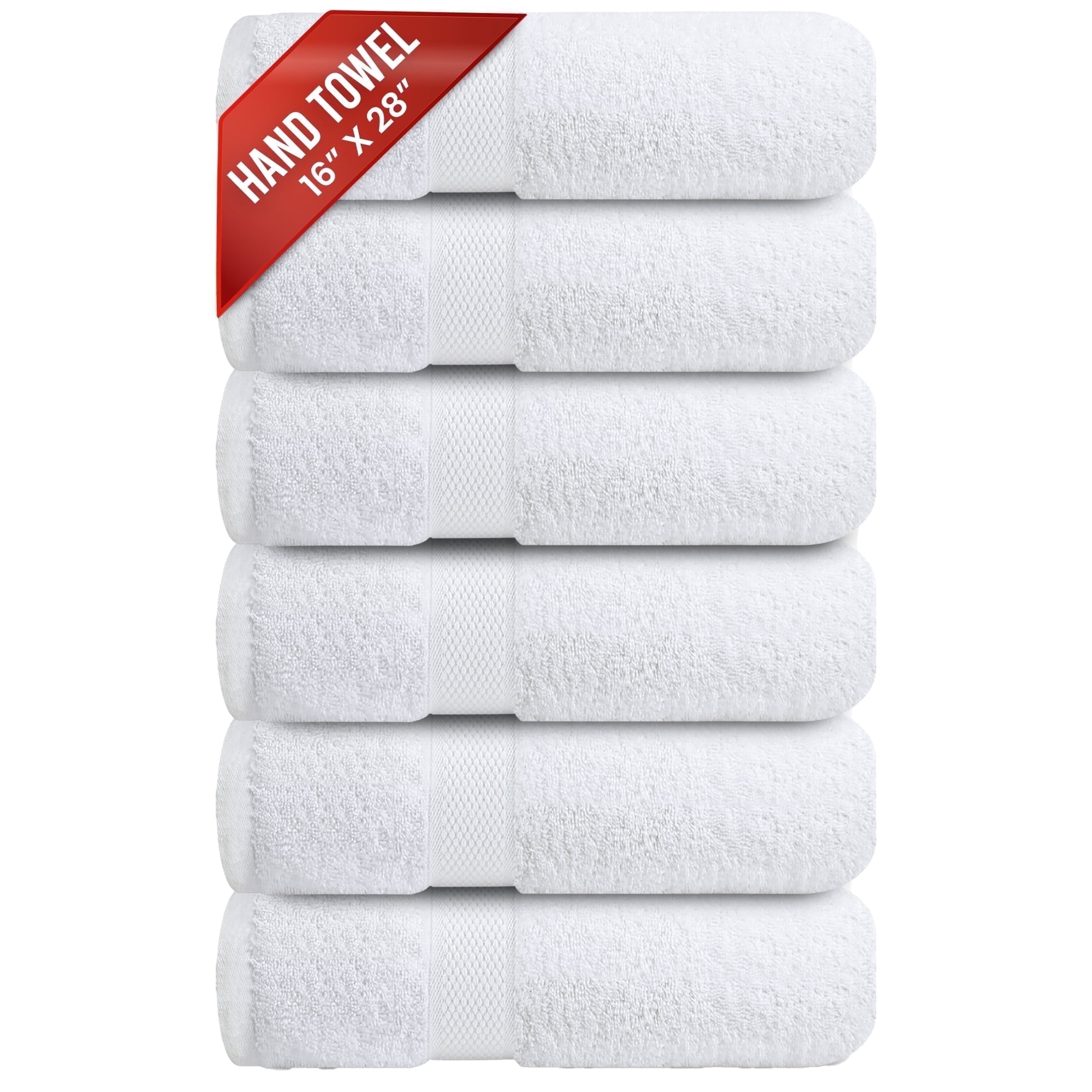 Infinitee Xclusives Premium Hand Towels Honey Comb Dobby - Quick Dry - 6 Pack, White, 16x28 In
