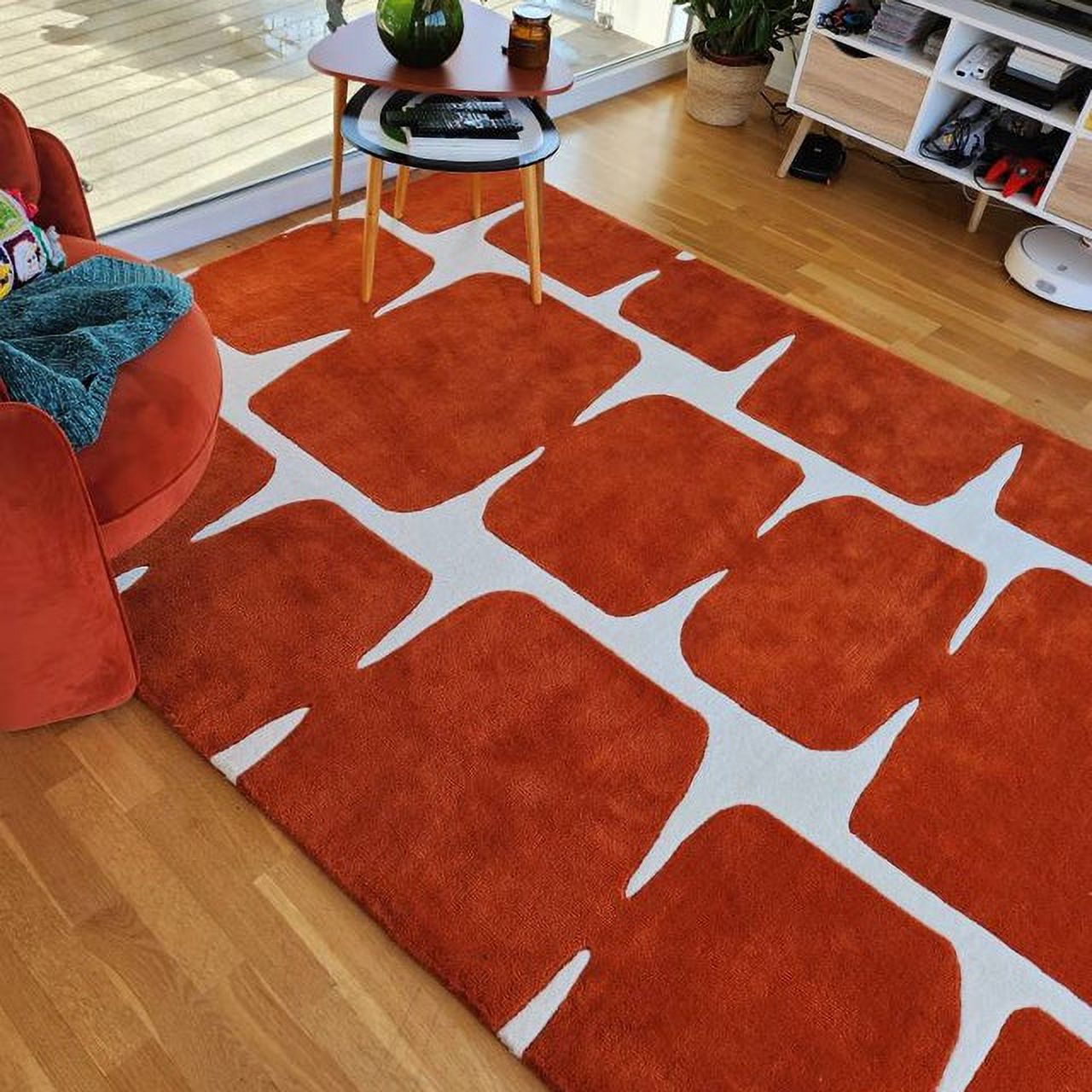 Premium Hand Tufted Rug with Cubic pattern made with 100% New Zealand ...