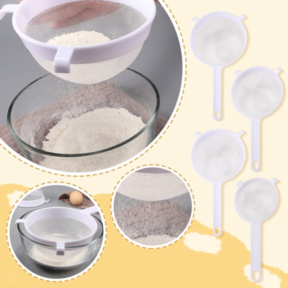 Premium Handheld Flour Sieve Fine Mesh Strainer Kitchen Baking Tool PP Plastic Sifter Essential for Cooking & Baking Home Use 5 Inch