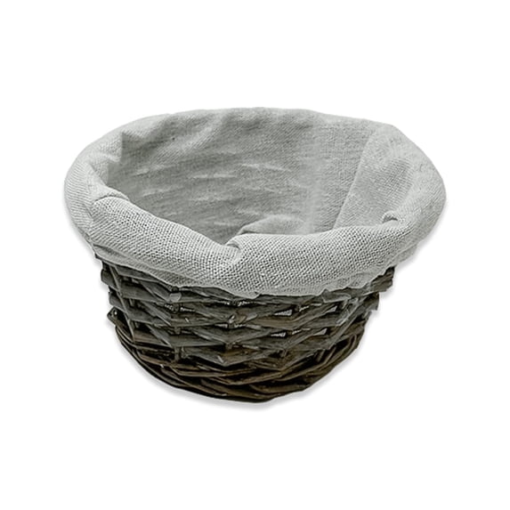 Premium Handmade 6" Antique Grey Willow Basket with Cloth Liner – Small Wicker Basket for Bread, Serving, Storage & Organization for Kitchen, Countertop, Rustic Home Décor by The Lucky Clover Trading