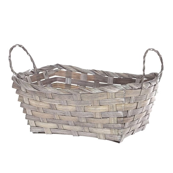 Premium Handmade 8” Antique Grey Rectangular Bamboo Utility Basket – Artisan Organizer with Ear Handles for Pantry, Vanity, Gifts & Home Décor by The Lucky Clover Trading Company