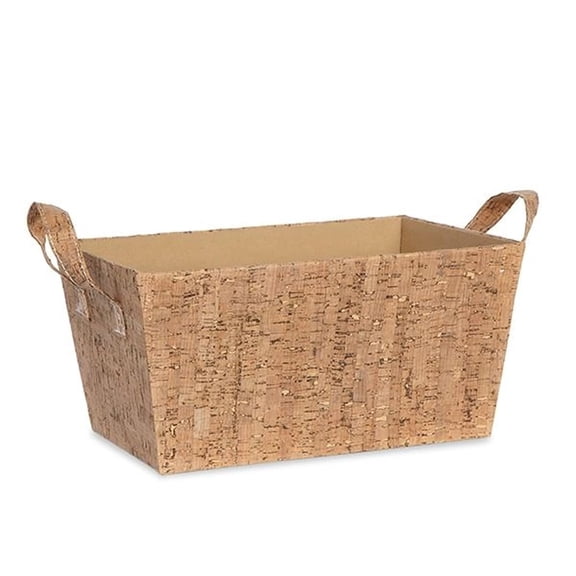 Premium Handmade 8” Rectangular Basket with Corkboard Exterior & Handles – Multipurpose Organizer for Gift Baskets, Bathroom, Home, Entryway & Kitchen by The Lucky Clover Trading