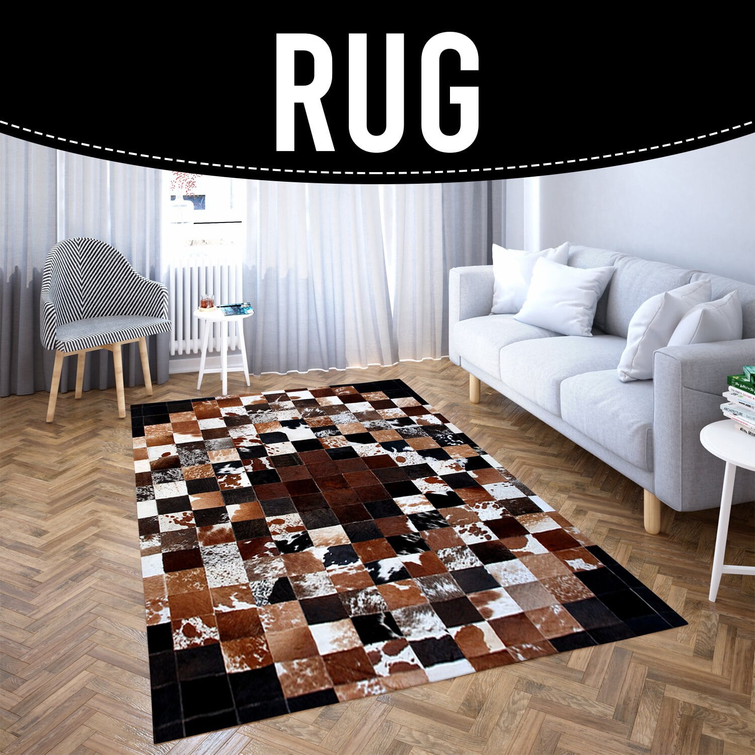Premium Handmade Natural Cowhide Rug Genuine Cow Skin Home DÃ©cor Area ...