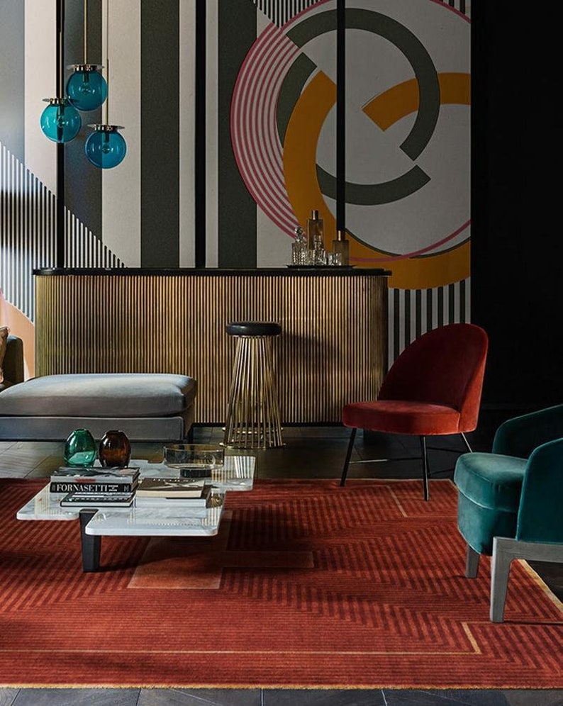 Premium Handmade Rug with Linear Patterns made with High Quality Wool ...