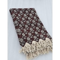 Premium Handmade Sofa Throw, Handblock Print Cotton Blanket, Lightweight Decorative Throw with Tassels, Hand Loomed for Sofa & Room Décor