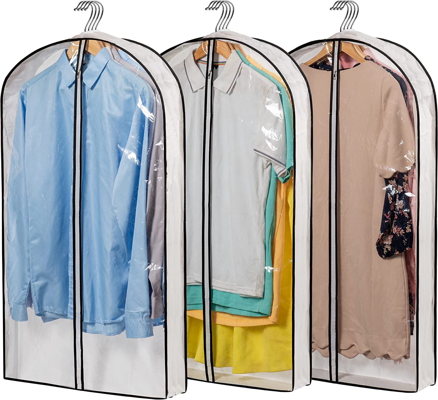 Premium Hanging Clothes Bag with 4 Gusseted Garment Bag (Set of 3
