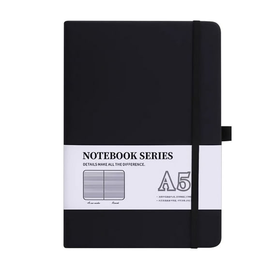 Premium Hardcover Notebook with Lined 80g Thick Paper, Expandable Inner Pockets, Ribbon Bookmark & Elastic Closure for Journaling and Note Taking