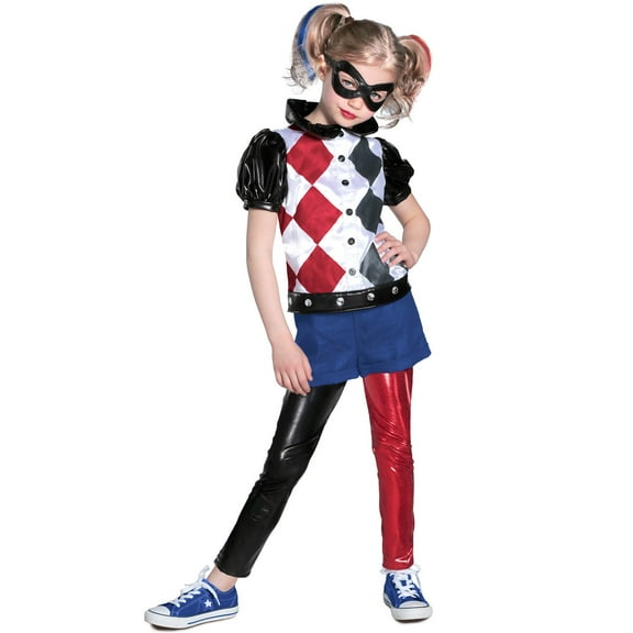 Superheroes Harley Quinn Supergirl Tank Halloween Fancy-Dress Costume for Child, Big Girls L
