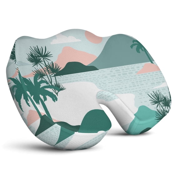 Premium Hawaiian Pattern Memory Foam Seat Cushion Ergonomic Chair Pad for Office Chair, Car, Airplane & Bleachers Sciatica, Tailbone Hip & Back Pain Relief - Chair Cushion for Long Office Workers.