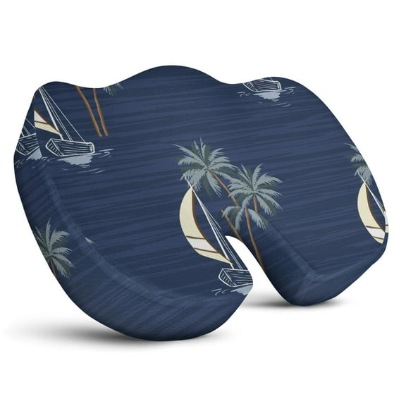Premium Hawaiian Pattern Memory Foam Seat Cushion Ergonomic Chair Pad for Office Chair, Car, Airplane & Bleachers Sciatica, Tailbone Hip & Back Pain Relief - Chair Cushion for Long Office Workers.