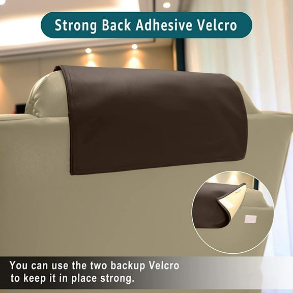 Premium Headrest Cover for Recliner Chair, Flame Retardant Faux Leather Protector, 16W*27L, Chocolate