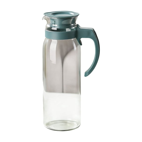Premium Heat-Resistant Glass Water Pitcher with Leak-Proof Lid, Ergonomic Handle & Large Capacity for Iced Coffee, Cold Water, and Beverages