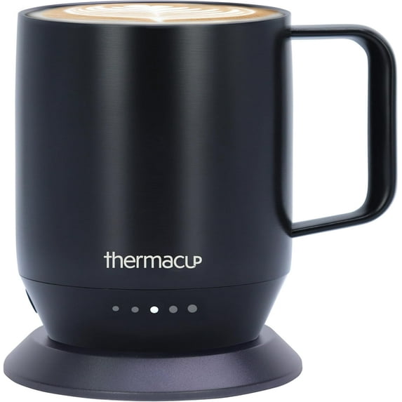 Premium Heated Coffee Mug with 5 Temperature Settings, Industry-Leading Smart Electric Cup, Up to 8-Hour Battery, 12oz with Lid