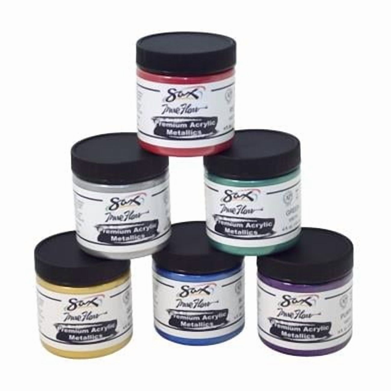 Premium Heavy-Bodied Acrylic Metallics Paint, 4 oz Jars, Set of 6