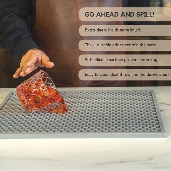 Premium  Heavy Duty Bar Mat, Food Safe Silicone Mat, Mats for Bartending and Coffee, Commercial Strength Bartender Accessories, Dish Drying Mats for Kitchen Counter, Barista Accessories