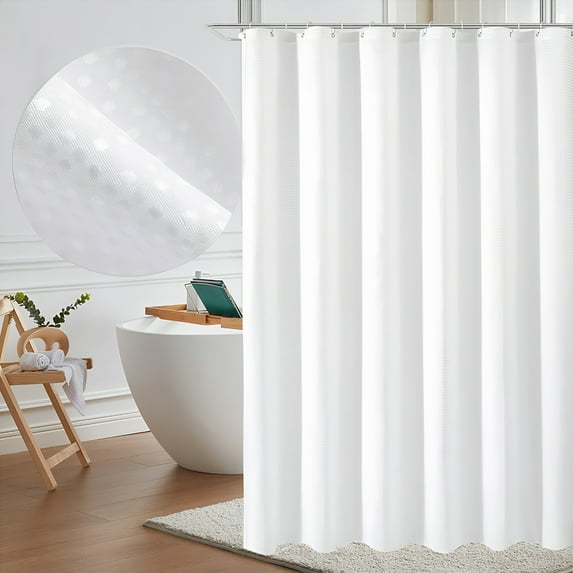 Premium Heavy Duty Fabric Shower Curtain Set with Weighted Hem for Bathroom and 12 Included Hooks Hotel Quality Stain Resistant Polyester for Spa Like Experience at Home 71x71 in