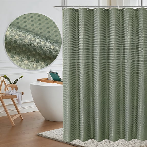 Premium Heavy Duty Fabric Shower Curtain Set with Weighted Hem for Bathroom and 12 Included Hooks Hotel Quality Stain Resistant Polyester for Spa Like Experience at Home 71x71 in