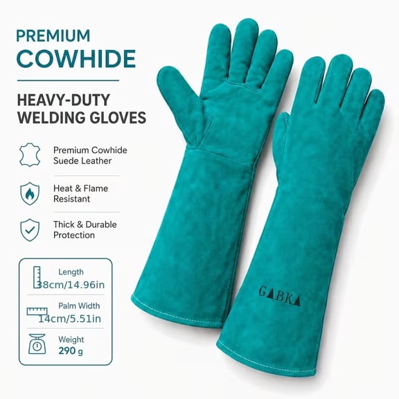 Premium Heavy Duty Leather Welding Gloves for Men - Long Sleeve Heat Resistant Cowhide Work Gloves for MIG TIG ARC Stick Welding, Cutting, Grinding, Blacksmithing, and Outdoor Use