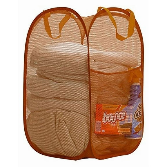Maypes Premium Heavy-Duty Mesh Pop-up Laundry Clothes Hamper, Camel, 14"x14"x24"
