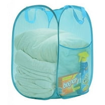 Maypes Premium Heavy-Duty Mesh Pop-up Laundry Clothes Hamper, Light Blue, 14"x14"x24"