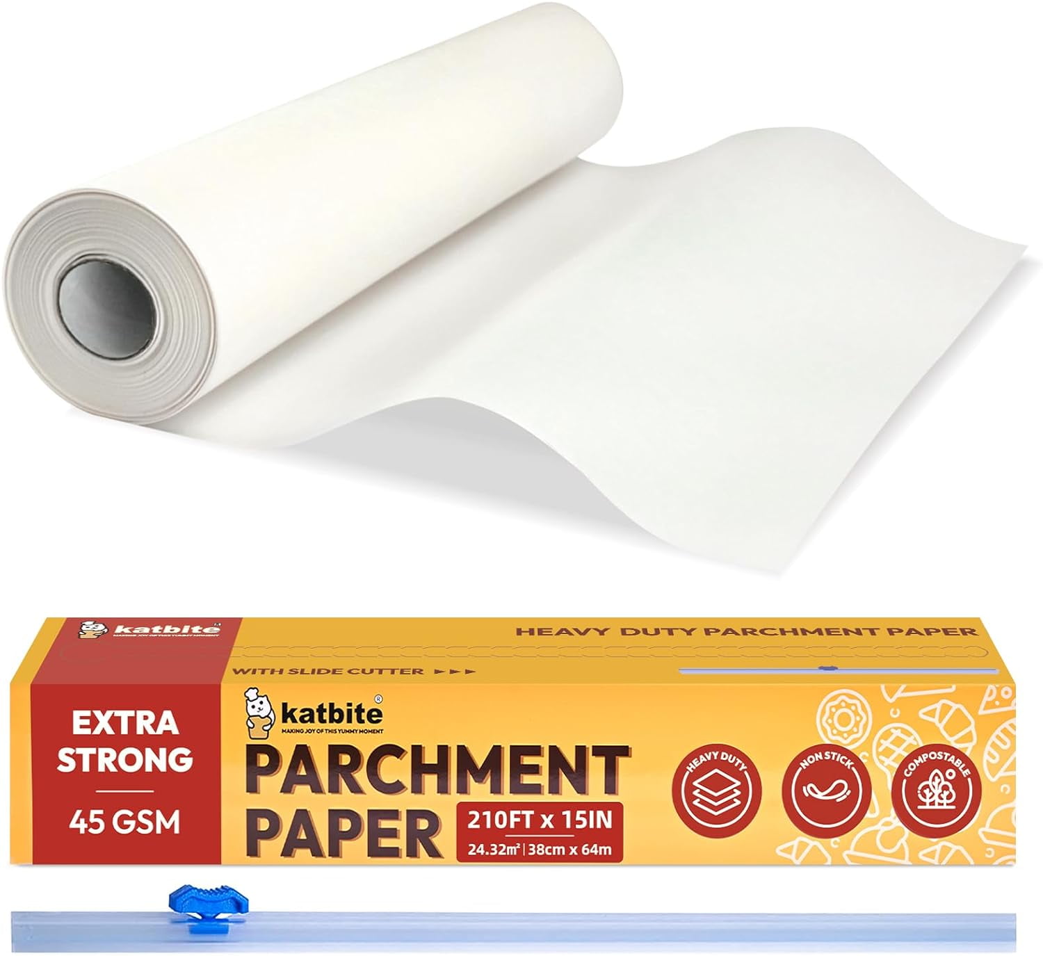 Premium Heavy Duty Parchment Paper Roll for Baking Easy Tear with Slide