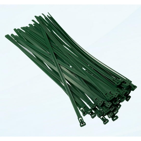 Premium Heavy Duty Releasable Plastic Cable Ties Large Reusable Zip Ties, 50-Pack (7.2mmx300mm, Green)