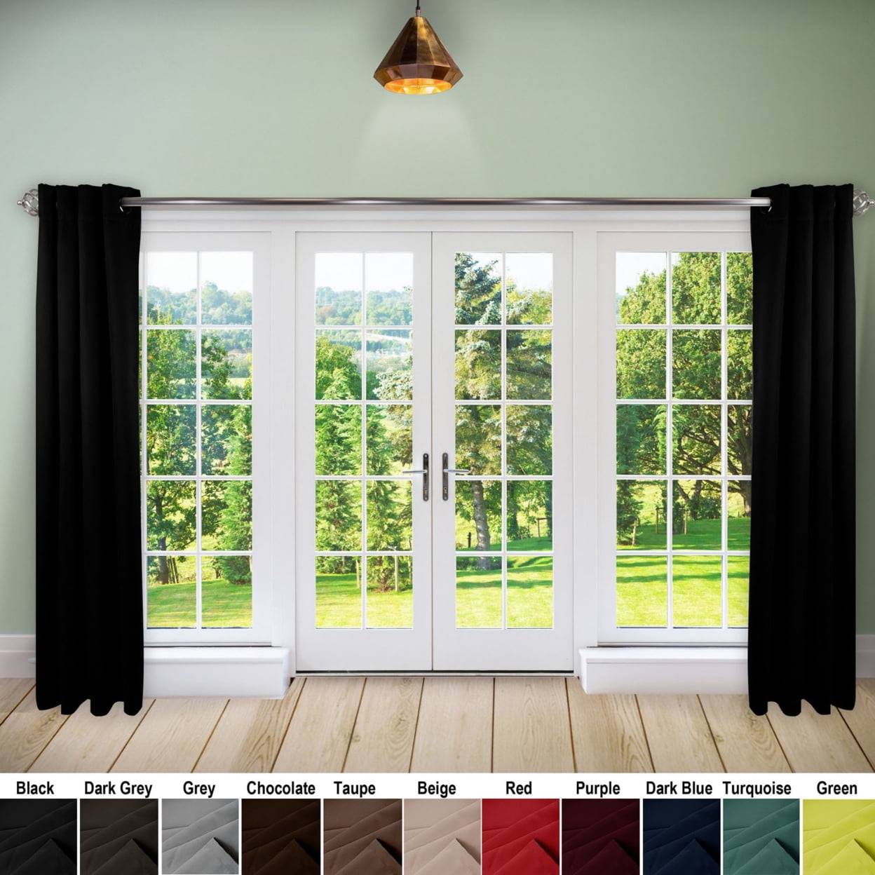 Premium Heavy Duty Room Divider Curtain / Patio Curtain with Grommet 1 Panel - Black 180" x 96"