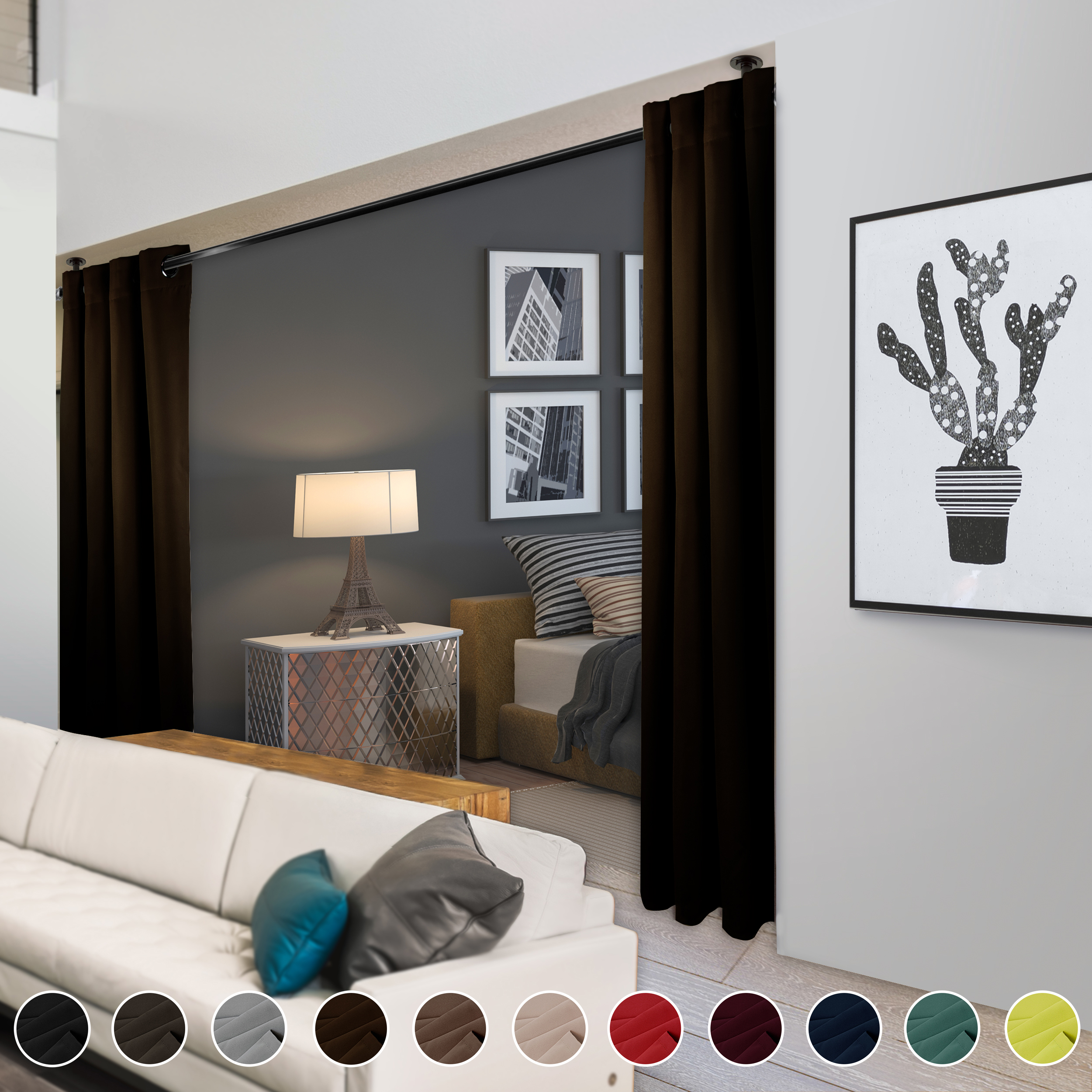 Premium Soft Touch Curtain Panel - 120" x 108" 1 Panel - Chocolate