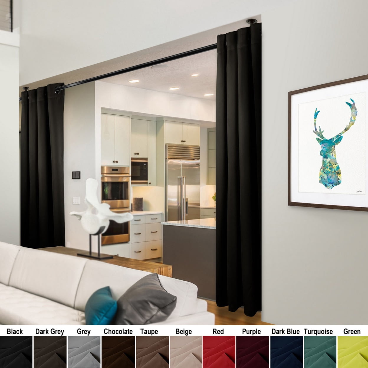 Premium Heavy Duty Room Divider Curtain / Patio Curtain with Grommet 1 Panel - Dark Grey 120" x 108"