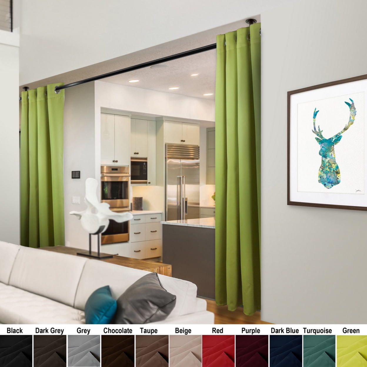 Premium Heavy Duty Room Divider Curtain / Patio Curtain with Grommet 1 Panel - Green 150" x 108"