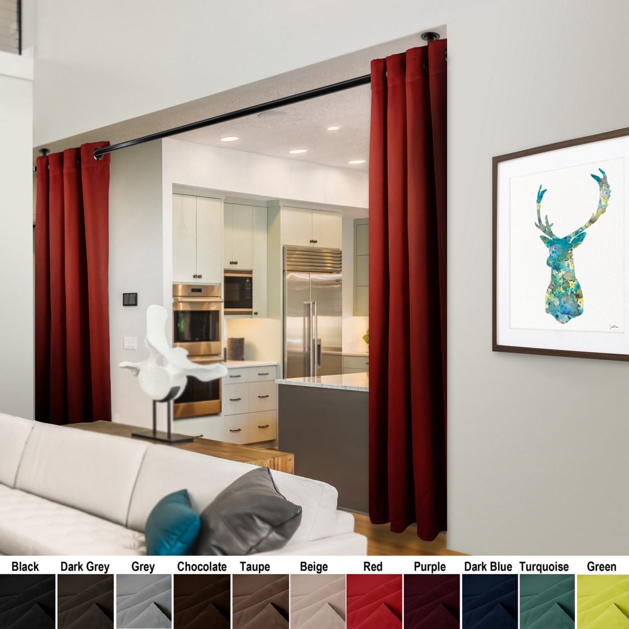 Premium Heavy Duty Room Divider Curtain / Patio Curtain with Grommet 1 Panel - Red 96" x 108"
