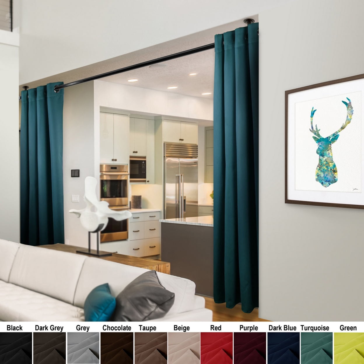 Turquoise Polyester Blackout Grommet Curtain Panel 150" x 108"