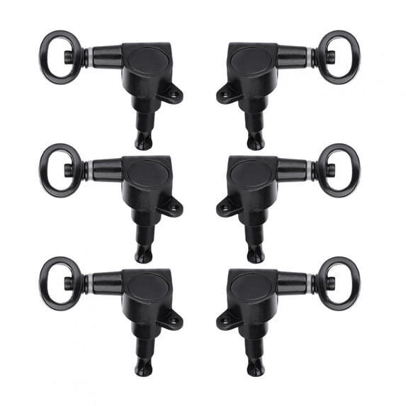 Premium Heavy Duty Sealed Guitar Tuners Pack, Precision Machine Heads Replacement Pegs for Acoustic and Electric Instruments (Black 3L3R, 6-Piece Set / 8.9 x 7.9 cm)